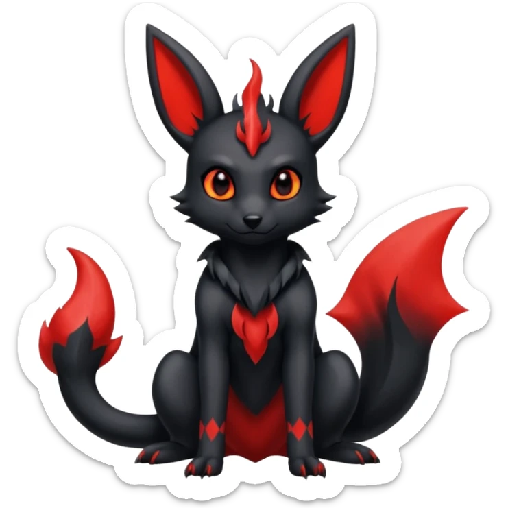  Shiny edgy dark gloomy red gothic cool badass emo-Umbreon-Salandit-Flareon-fusion sticker