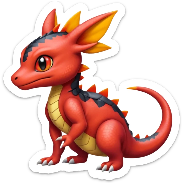 Cute Exotic Colorful Guilmon-Salandit-Umbreon-Charmeleon-Fakémon-hybrid-creature (full body)  sticker