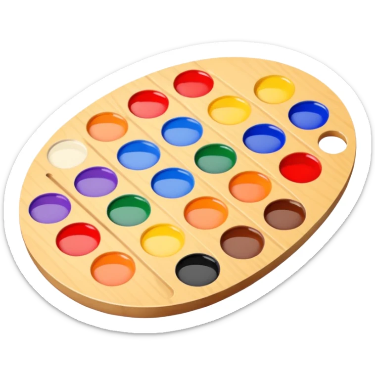 Palette of paints for an artist in the aesthetic style of minimalism sticker