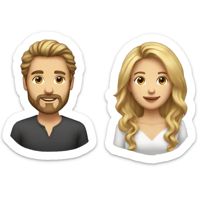 Woman-with-long-brown-waved-hair-and- blonde hair man with beard  sticker
