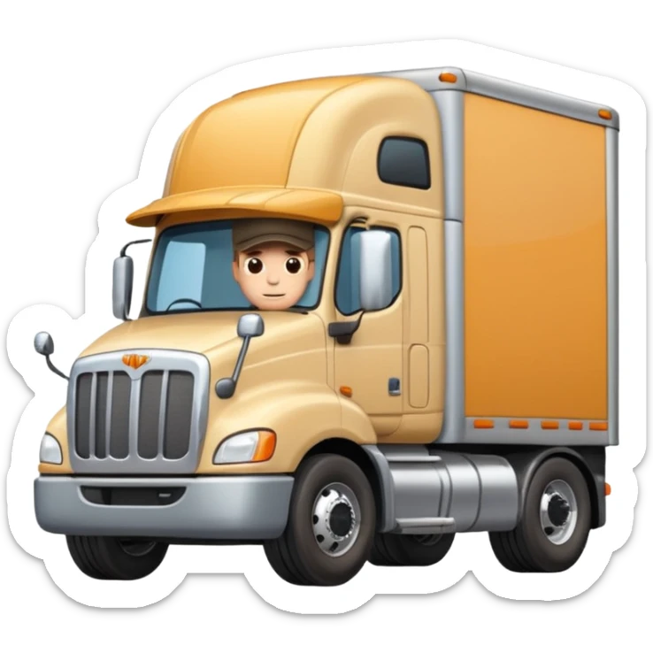 Kamyon şoförü Yarı Kamyonun Karikatür çizimi kamyon yan duracak soför yanında olacak sticker