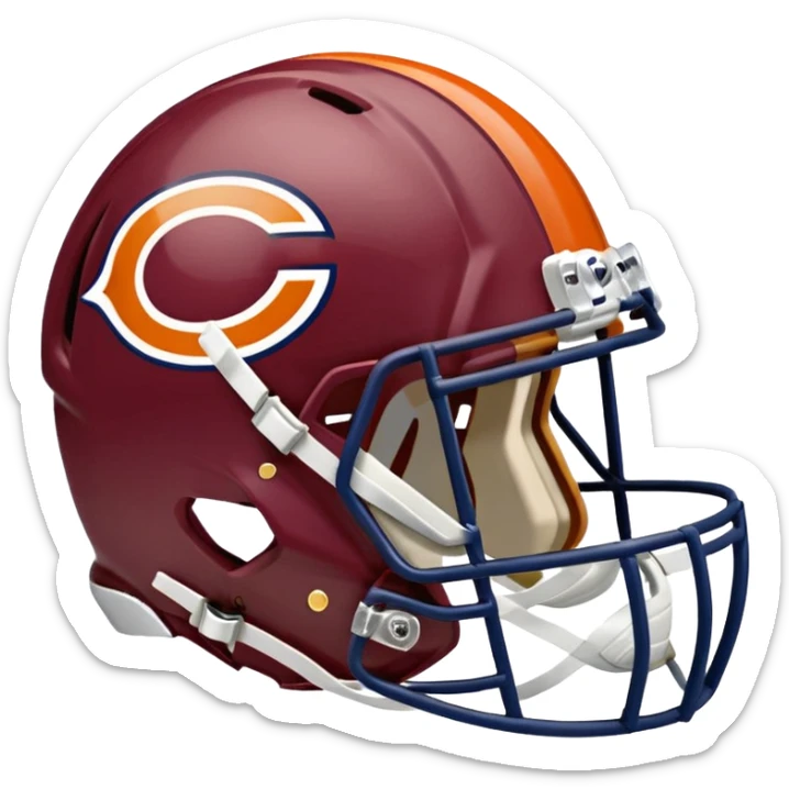 The Washington commanders football helmet and the Chicago Bears football helmet facing each other sticker
