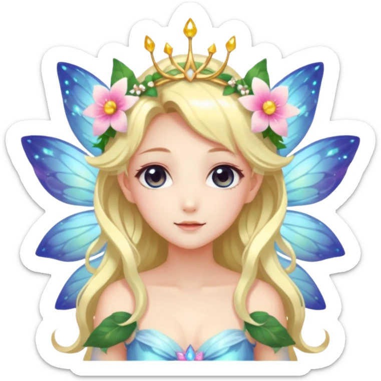 Pretty cute anime Fairy of flower lady goddess ethereal divine shiny sparkly pretty beautiful  sticker