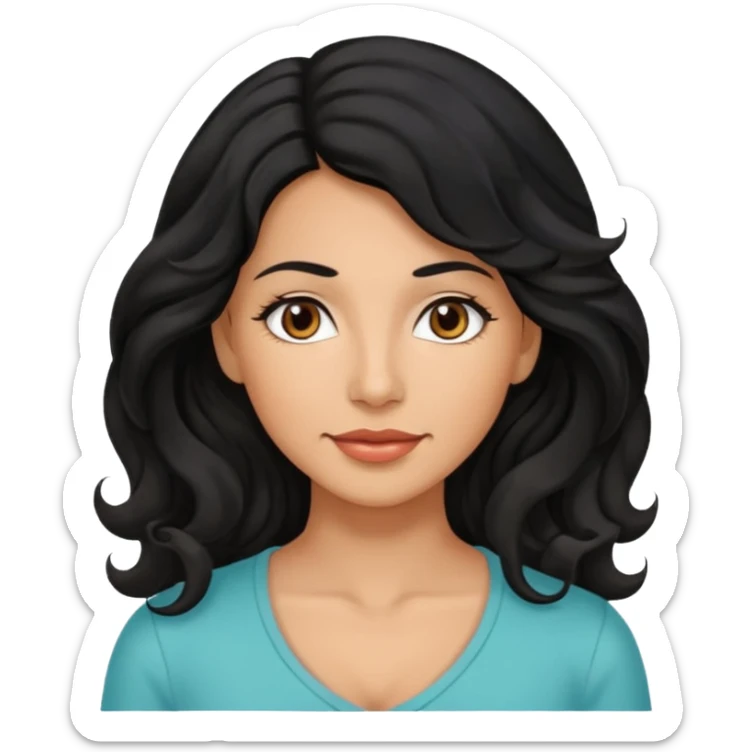 Beautiful mom ,black black  hair,wavy hair，long hair,brown eyes,hispanic sticker