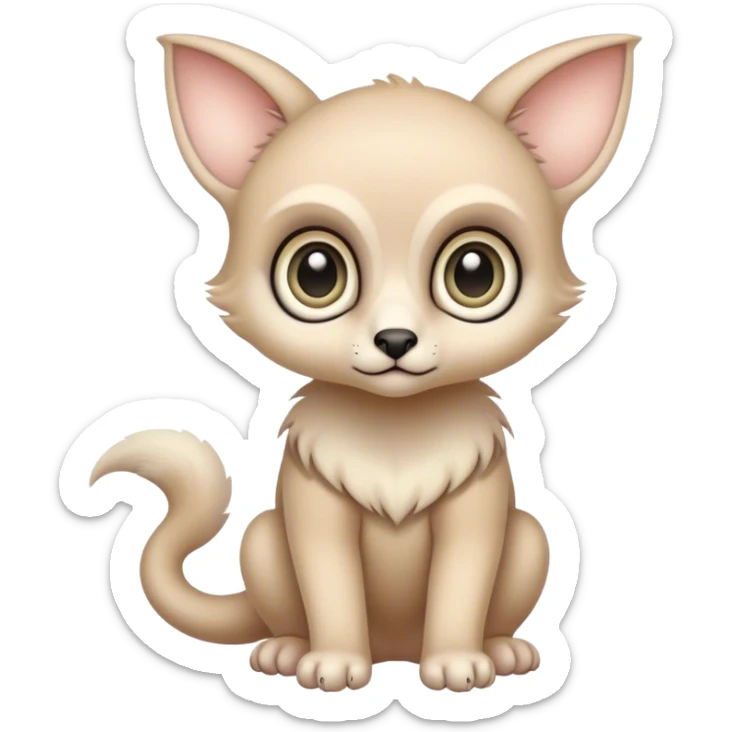 Adorable colorful baby pastel edgy animal-hybrid, full body, big Eyes sticker