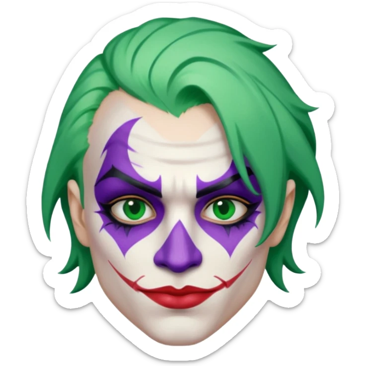 Glitter Purple and White Joker Gangster Green Hair sticker
