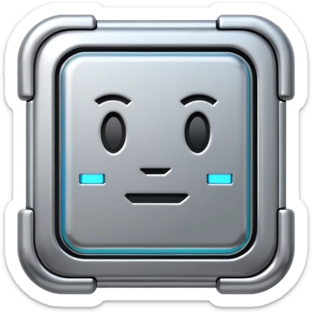 A futuristic microchip emoji made of polished silver chrome, minimal circuit details, smooth metallic surface, soft lighting, iOS emoji style, centered, clean white background sticker