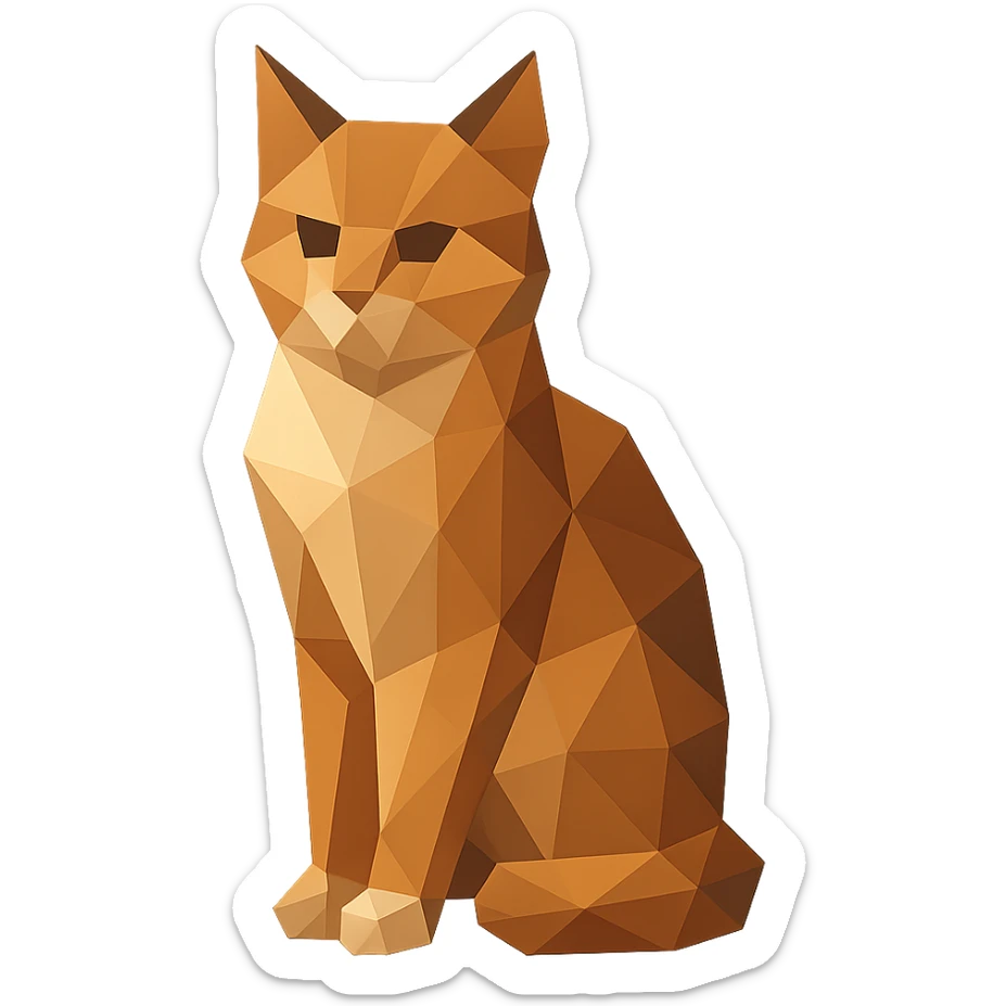 illustration of a cat made of geometric shapes in polygonal style sticker