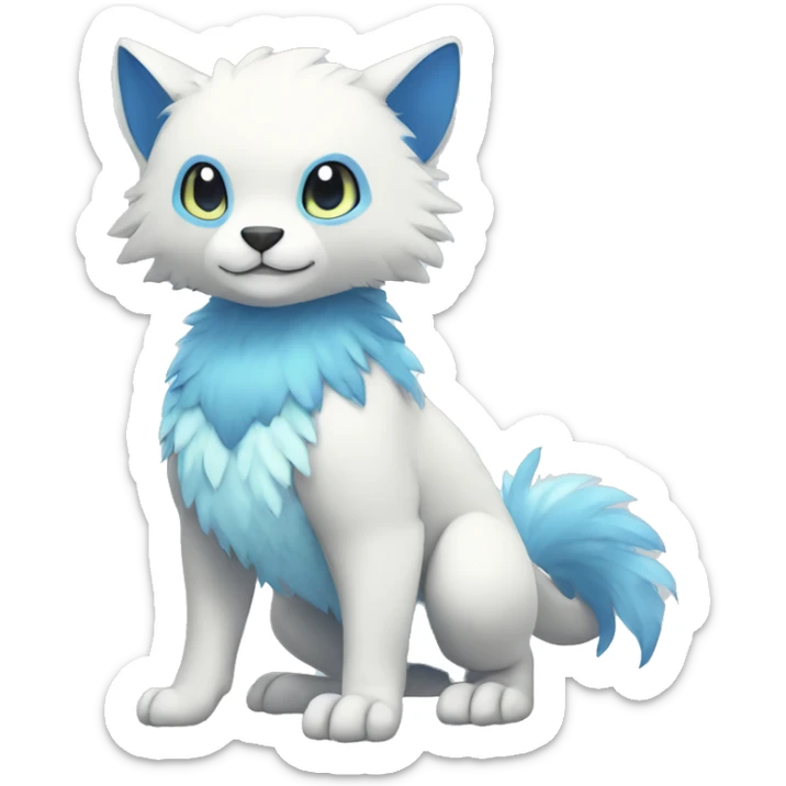 Cute cool white blue animal hybrid Fakemon full body sticker