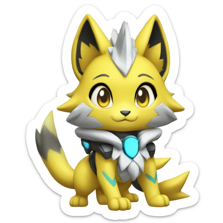 Kawaii Cool Chibi Zeraora-Renamon-Pokémon Full Body Detailed High Quality sticker