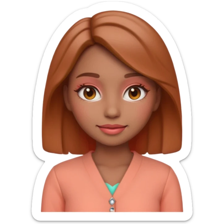Create an emoji of  women“Create a female emoji in Spring Personal Color tone — warm, bright colors, peach makeup, light brown hair, coral outfit, soft glowing lighting, cute 3D emoji style.” sticker