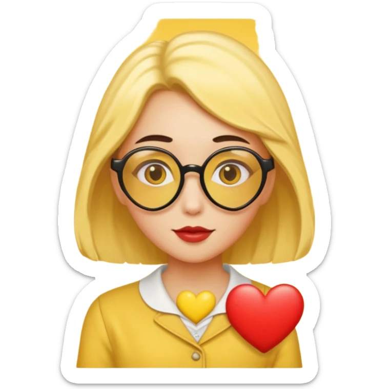 a romance novelist, romantic, dizzy, yellow tone skin, with a heart-shaped glasses sticker