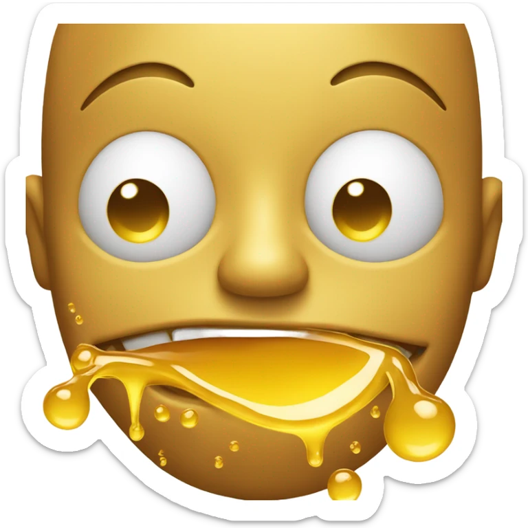 Yellow face emoji with two drops of delicious honey dropping out of its mouth sticker