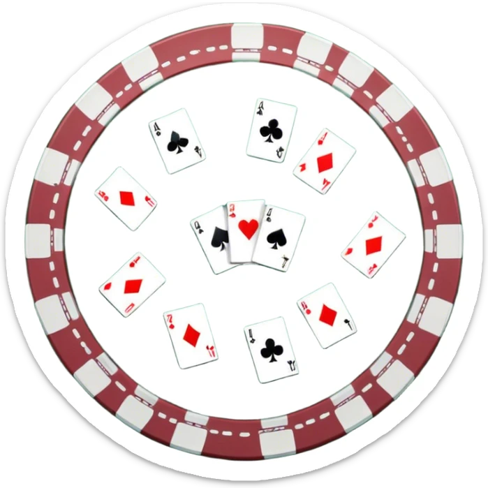 A photorealistic icon with playing cards and poker chips on a round green felt table. Detailed design with realistic lighting and textures, focusing on the classic atmosphere of card games. Transparent background, symbolizing card games and strategy. sticker