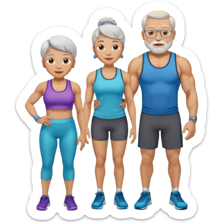 light skin grandma and grandpa work out at the gym sticker
