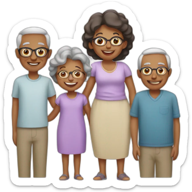 family of 3 with grandchildr and 2 grandparents sticker