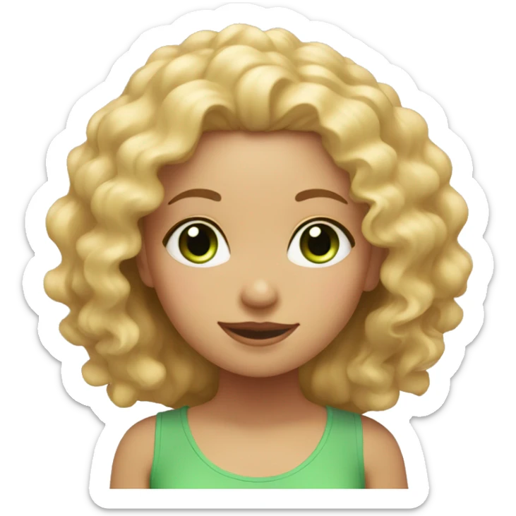 Pink yoga girl with blonde curly hair and green eyes sticker