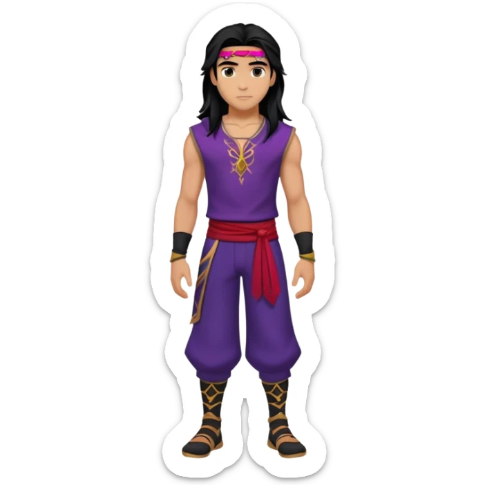 Jay from Descendants, long dark hair, athletic outfit, son of Jafar sticker