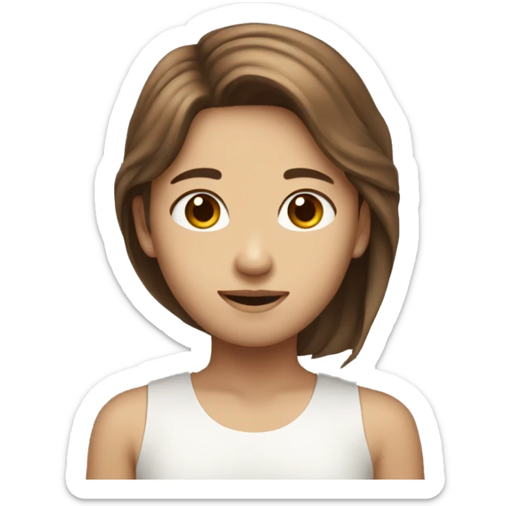 Brown haird asian girl with brown hair white guy sticker