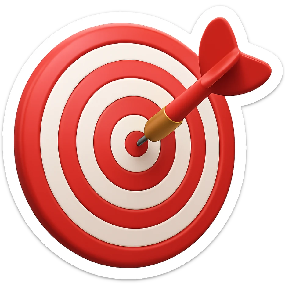Add a dart in the center of the bullseye. Keep the style consistent with the original image and maintain the transparent background. sticker
