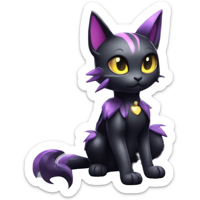 Shiny Shy Cool Punk Black beautiful fantasy Kawaii Ethereal Sona Fakemon-cat-animal with edgy bat-wings-ears Full Body sticker