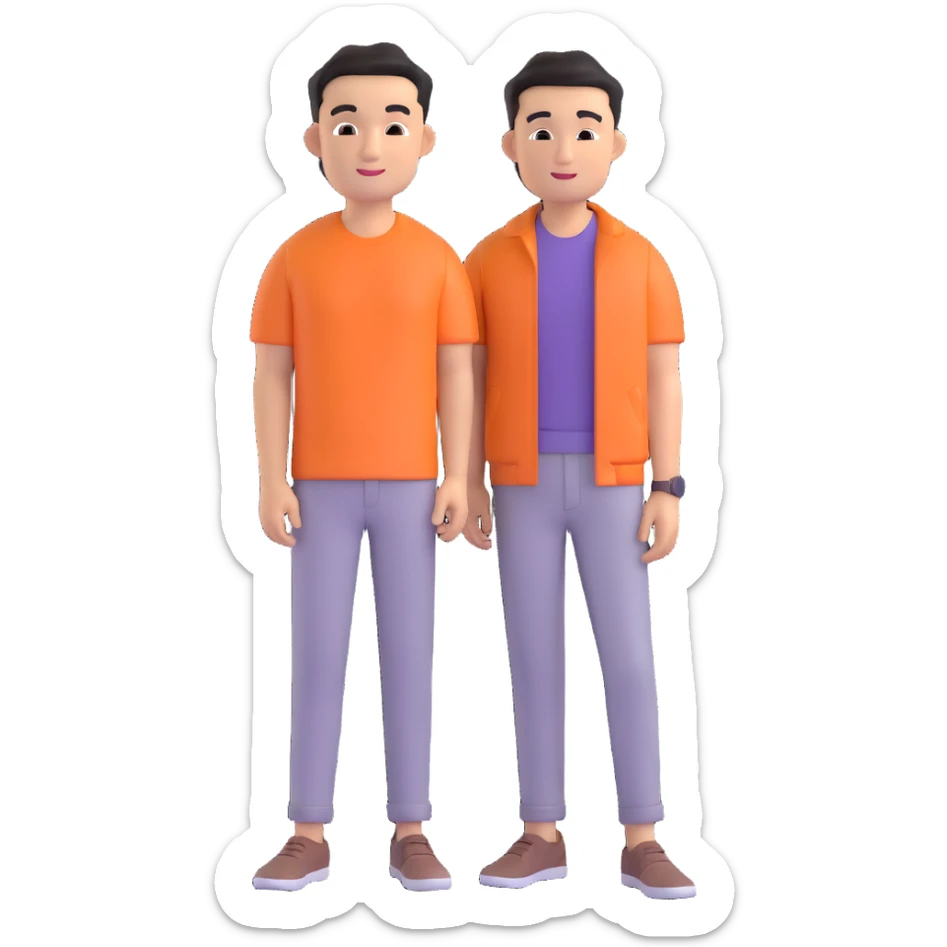 modern Thai man, half body, casual hairstyle, modern clothing, friendly expression sticker