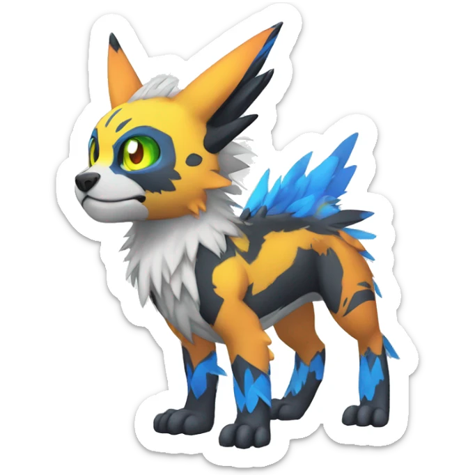 cute cool edgy Digimon-Fakemon-animal with colorful markings full body sticker