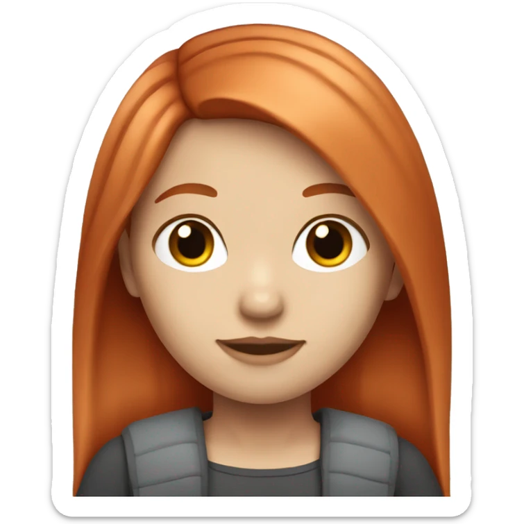 red hair with straight middle part light white skin girl  sticker