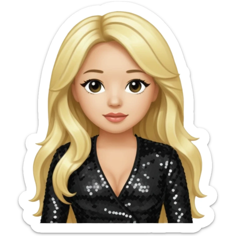 Sabrina Bryan from Cheetah Girls with long blonde hair, black sequin outfit sticker