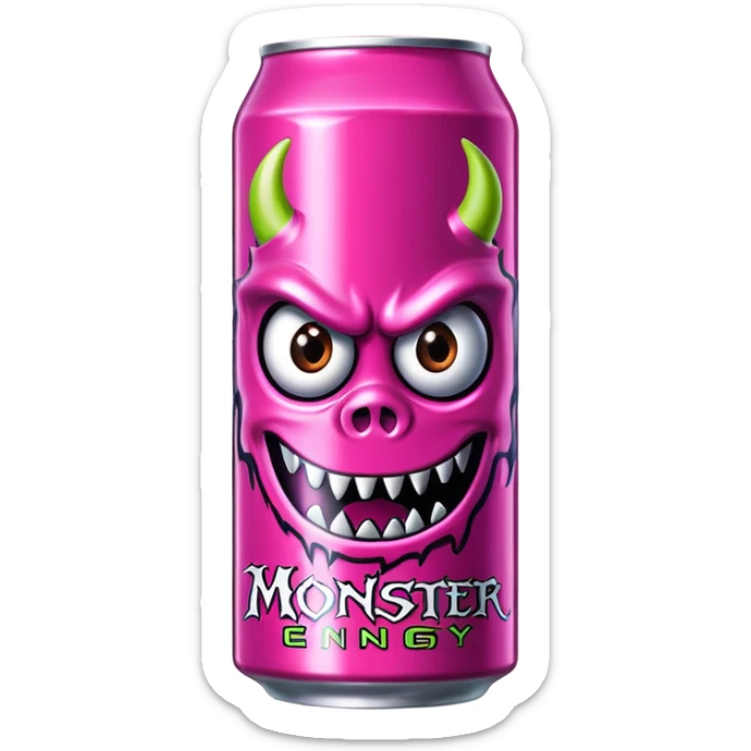 Pink monster energy drink with the logo of original monster company energy drink do not add the face in it just normal monster can  sticker