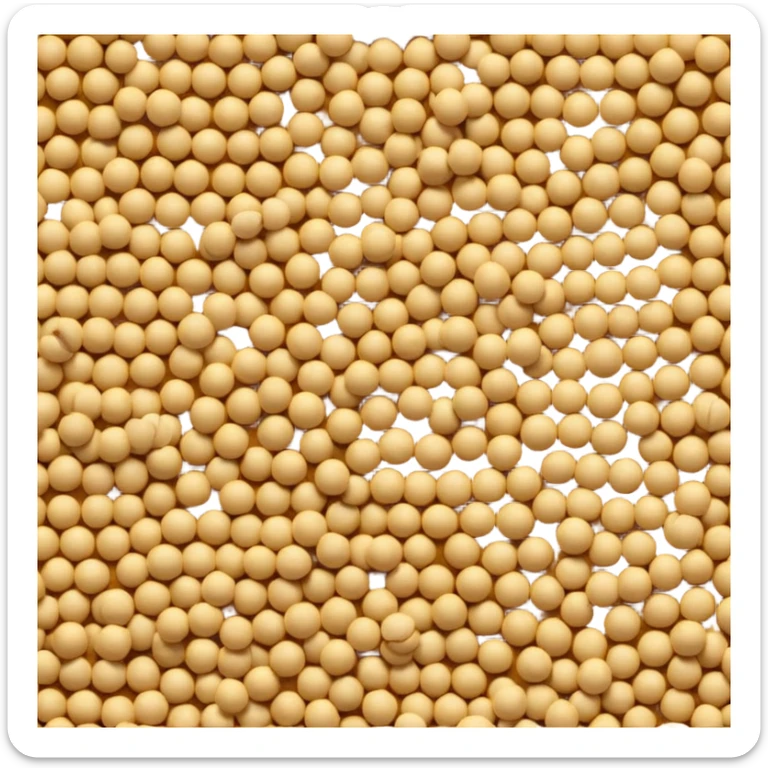loose scatter of small round seeds in warm yellow to light brown tones, matte, slightly textured surface, grains in varied sizes, clustered or gently dispersed in a natural pile, no bowl or extras, soft lighting, subtle shadows, emoji scale sticker
