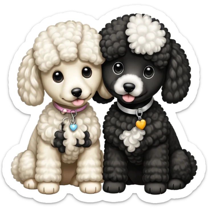 Un caniche blanco y otro caniche negro,los dos separados Y que sean caniches sticker