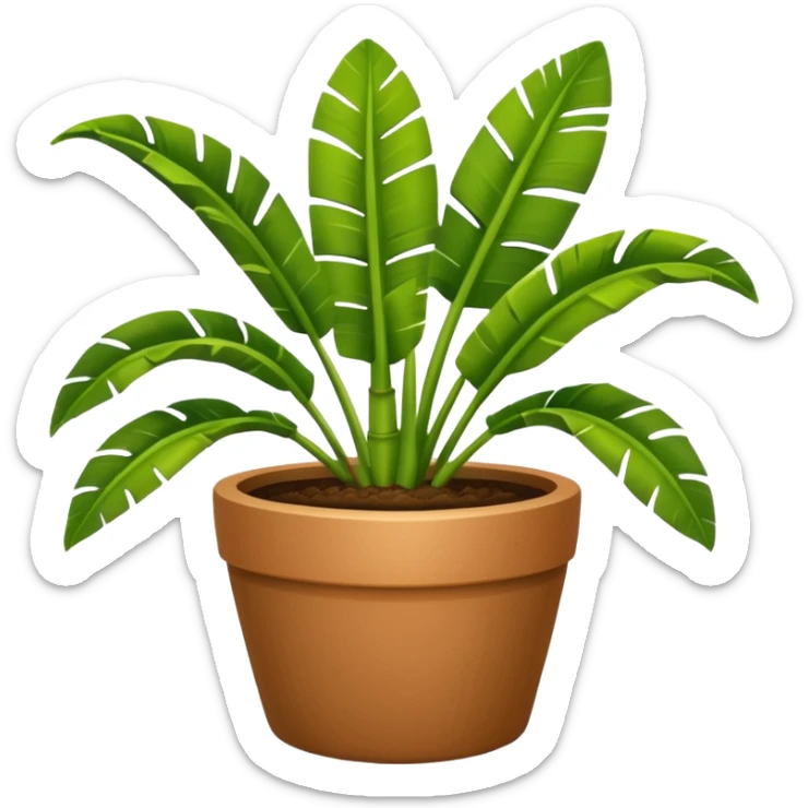 Potted plant, the potted plant contains banana leaves sticker