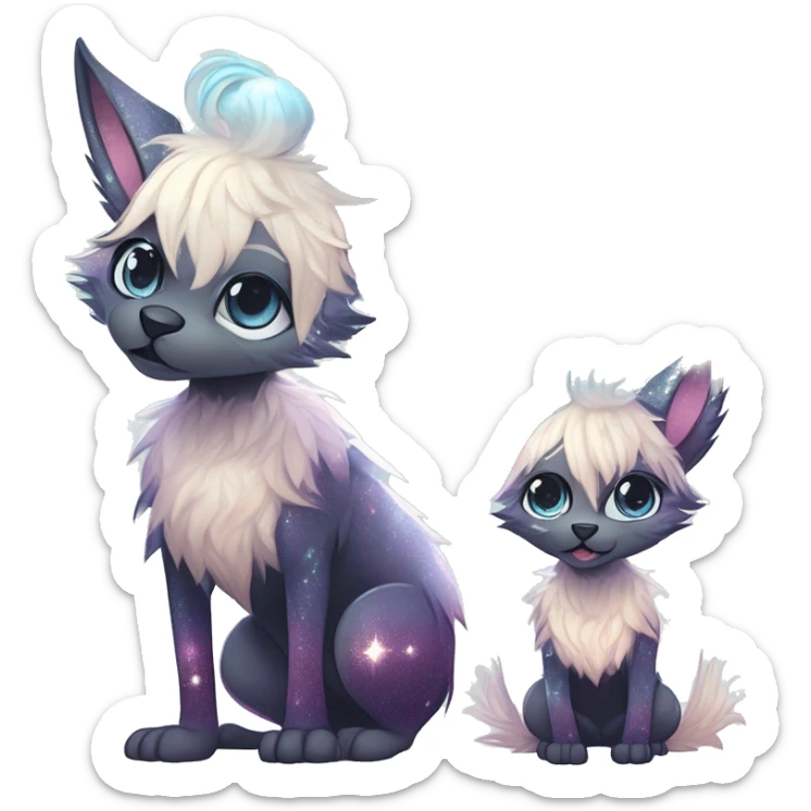 Cool cute Kawaii edgy ethereal futuristic modern epic fantasy animal sparkle fursona Fionbri creature by griffsnuff & LiLaiRa & Falvie full body sticker