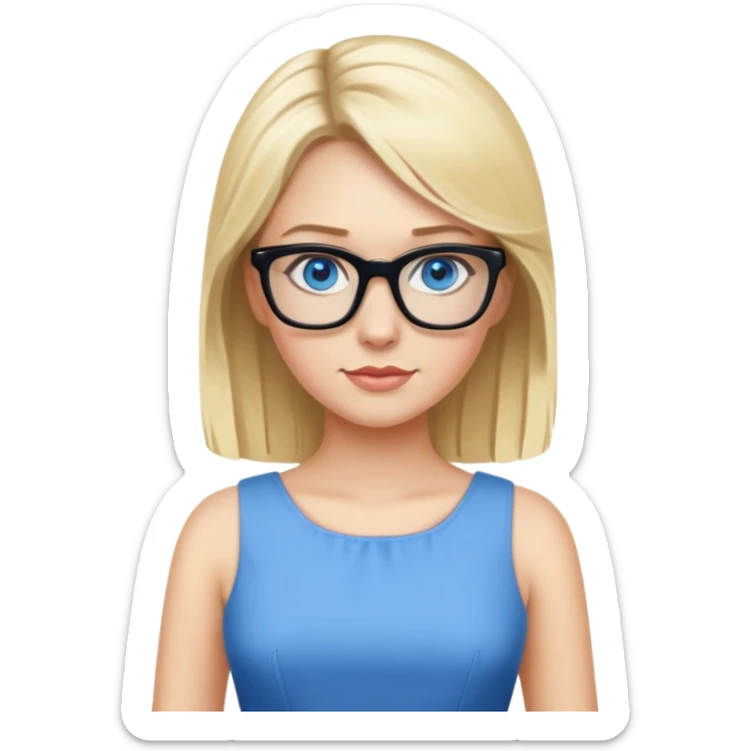 Photo Realistic 50's pin up,  blonde, black glasses and blue eyes full figure sticker