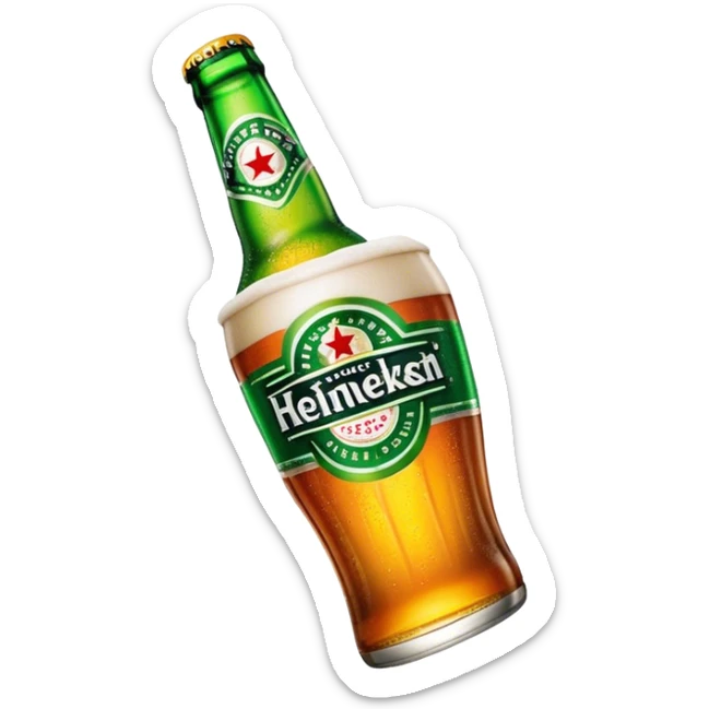 Cinematic Realistic Heineken Pop Culture Emoji, showcasing an iconic beer moment rendered with crisp textures and vibrant, energetic lighting. sticker