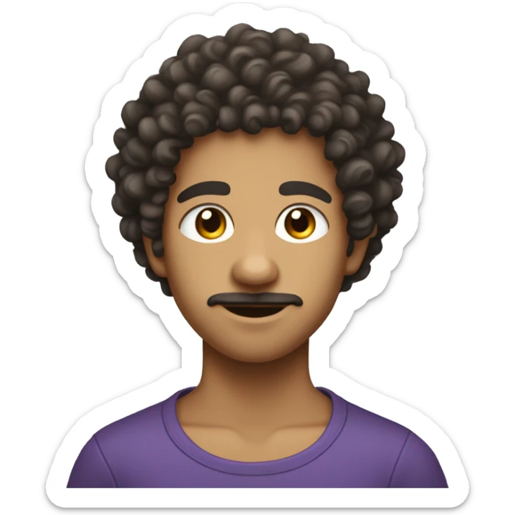 Curly hair lightskin teenager with a very little moustache and  a very little beard  sticker