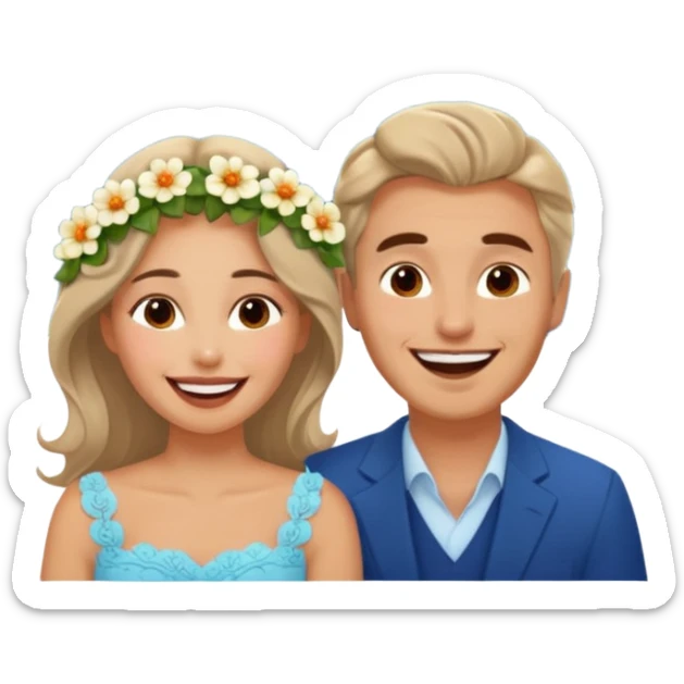 Couple  laughing traveling russian man and elegant  Latina girl delicate flowers and mountains in the background  sticker