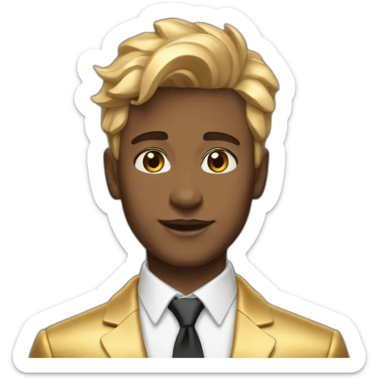 Posh-boy-with-golden-suit-and-blue-eyes-and-rainbow-unicorn-hair sticker