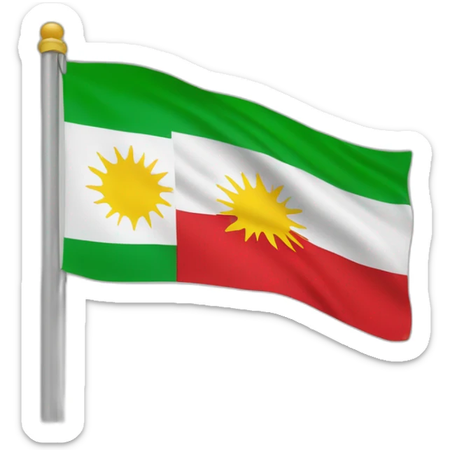 The flag of Iraqi Kurdistan is three colors and the top is red, the middle white, and the bottom is green. sticker
