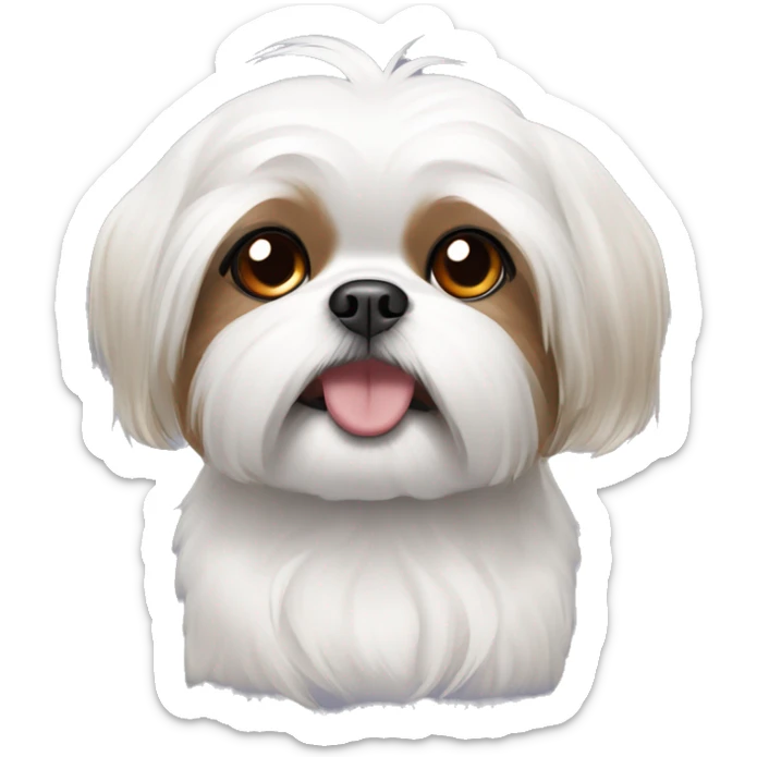 Happy Shih Tzu with orange ear, white rest and white hair near the eyes. sticker