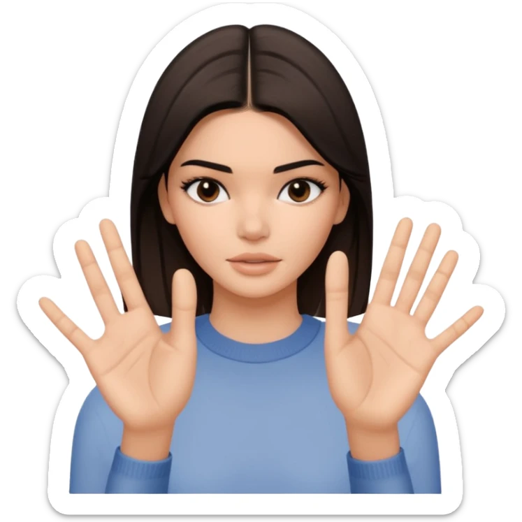 kendall jenner sagt stop und zeig mit einer handinnefläche stop ihre finger liegen aneinander sticker