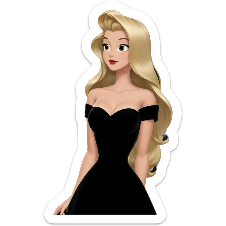 blonde girl in black dress sticker