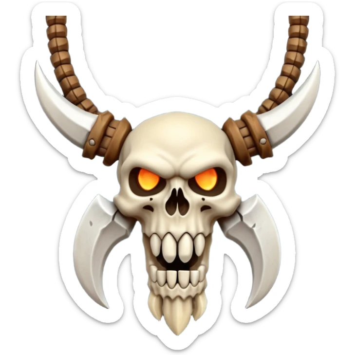 barbarian necklace object icon, necklace made of bones and fangs, rugged tribal jewelry, 3D cartoon, mobile game icon style, centered, clean background, no text, no watermark sticker