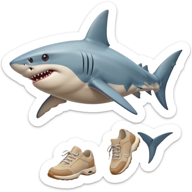 tiburon con zapatos cominado sticker