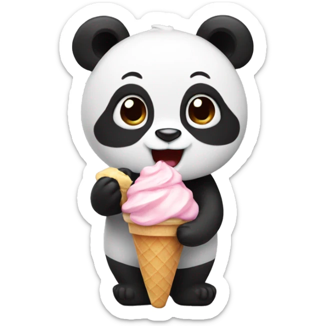 Panda eating ice cream sticker