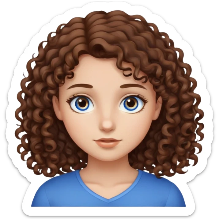straight brown hair brown eyes girl and curly brown hair blue eyes girl sticker