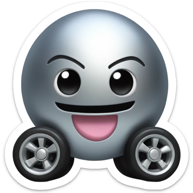 Metal cute black eyes Kirby ball driving on 4 car wheels sticker