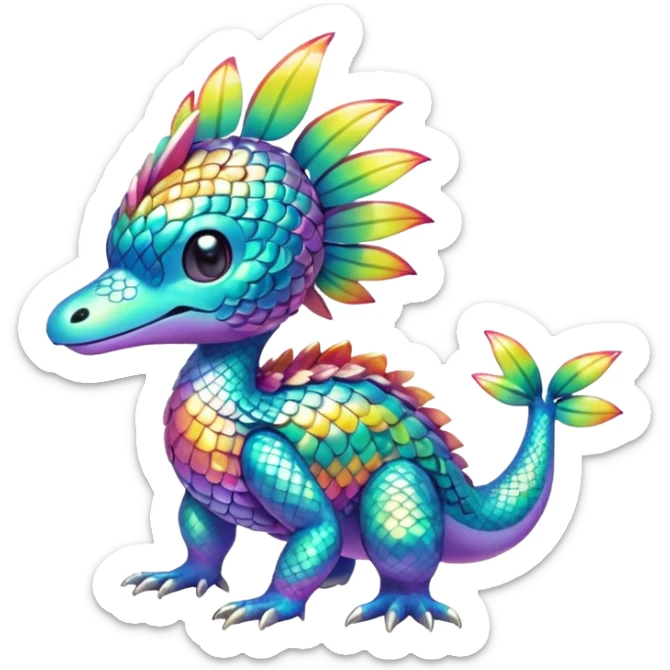 Cute shiny colorful tropical animal hybrid Fakemon full body sticker
