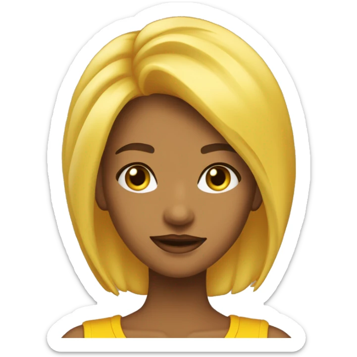 cabelo amarelo ate os ombros liso  cor de pele beji menina olhos escuros com camizeta lilaz com um iphad lilaz sticker